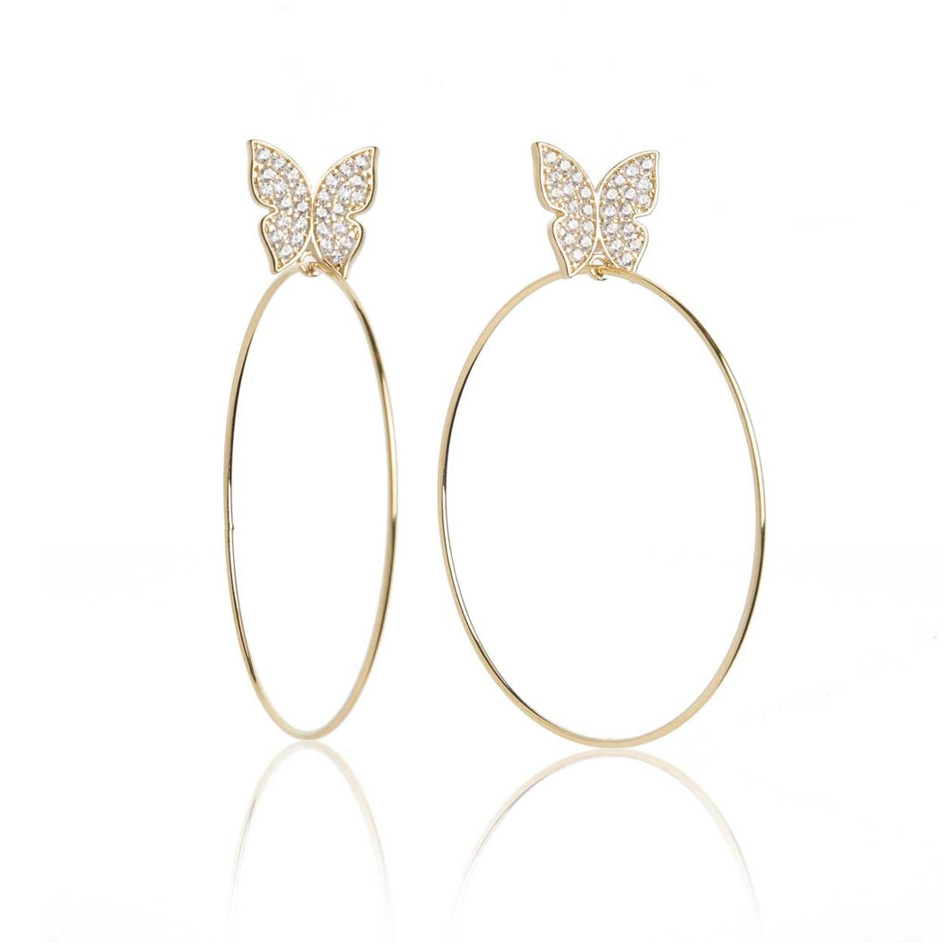 Butterfly Signature 2″ Earrings-Gold