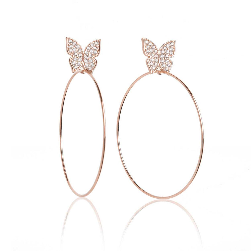 Butterfly Signature 2″ Earrings-Rose Gold