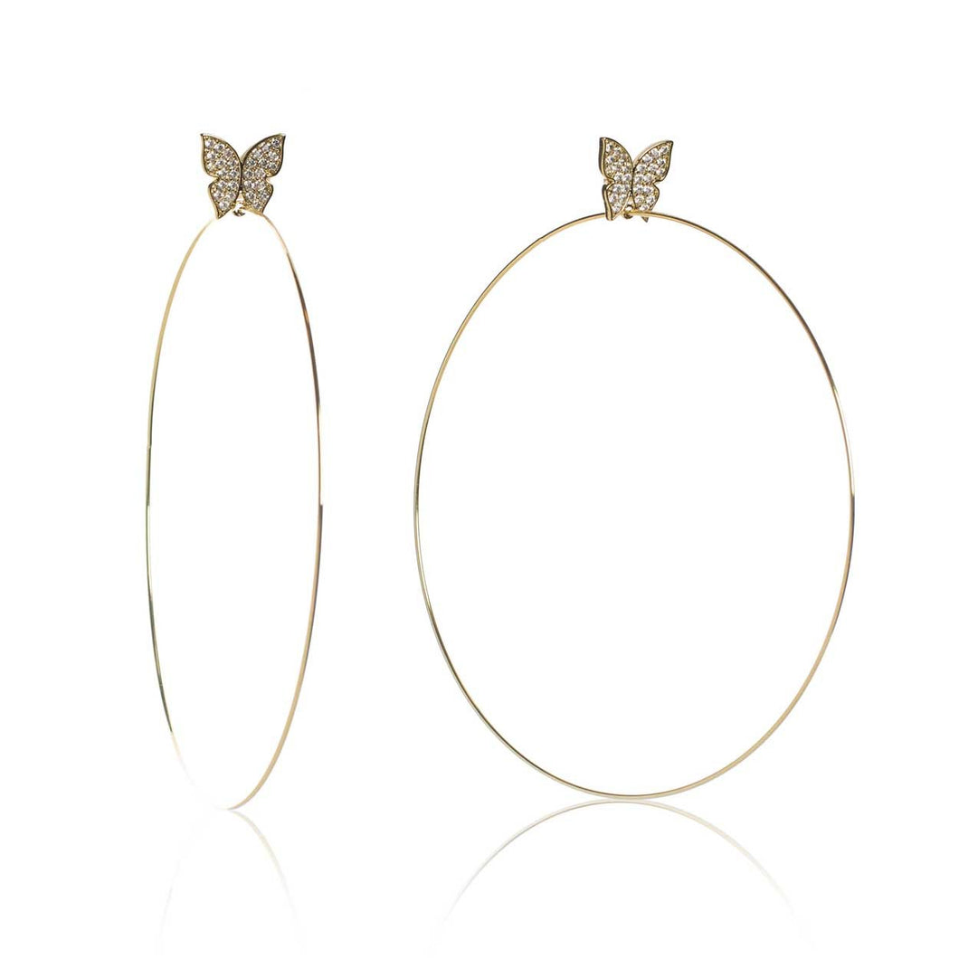 Butterfly Signature 4″ Earrings-Gold