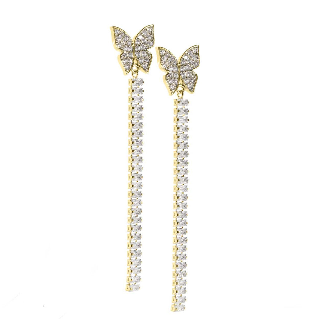 Crystal Linear Earrings-Gold